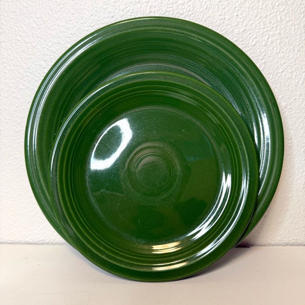 Vintage Fiesta Forest Green 9” Plate & 7” Salad Plate FLAW